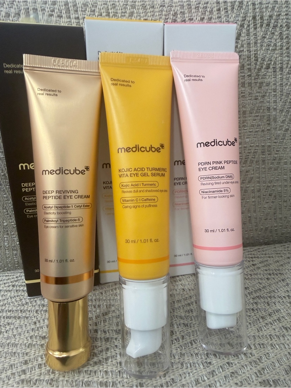 Medicube Trio Eye Cream Set — Pink, Yellow, Gold Variants